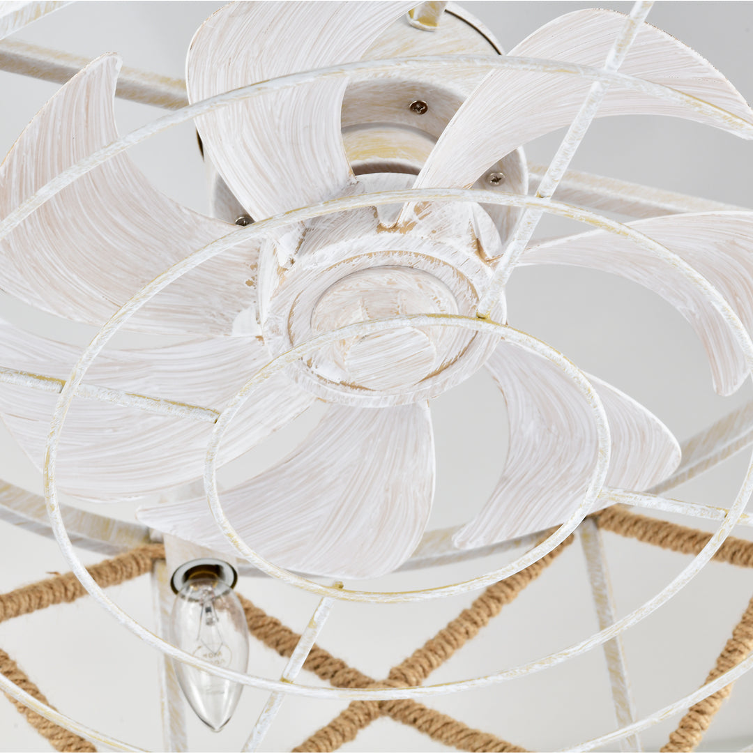 Maxax 19" Boho Caged Low Profile Ceiling Fan with Light and Remote, Stepless Color Temperature & 6 Speeds, Farmhouse Flush Mount Fan for Bedroom, Kitchen, Living Room, Kids Room #26001