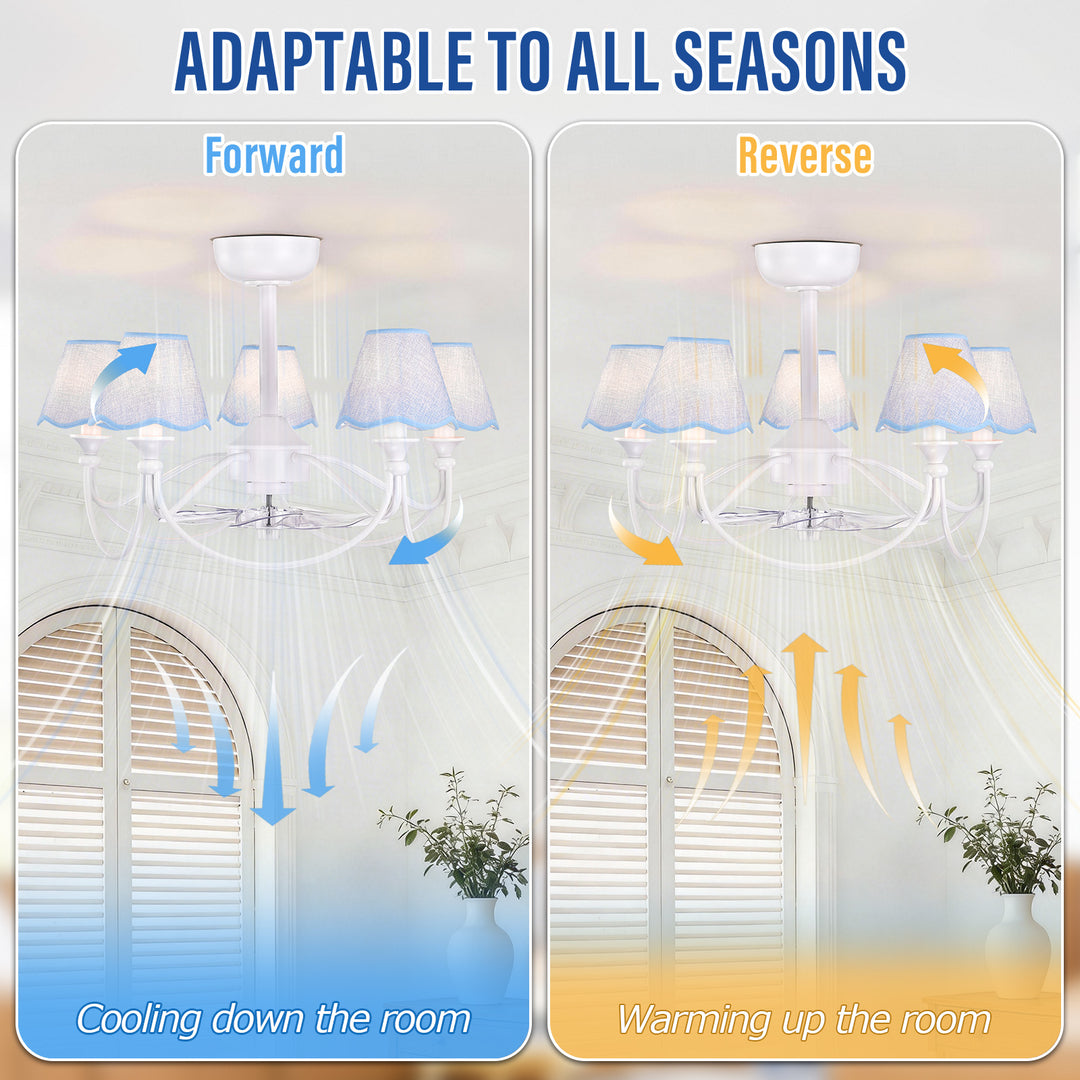 Lustre 28" 5-Light Modern Remote Control Paint Sand Black With Beige Fabric Shade Adjustable Length Fandelier Ceiling Fan With Lighting Kits For Living Room/Bedroom #26014