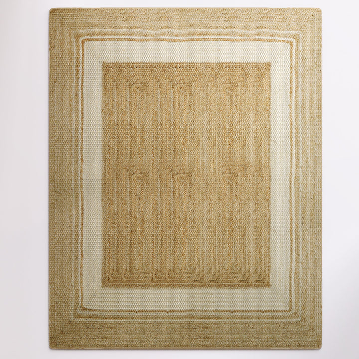 4modernhome Jute Hand Braided Zigzag Stitch Natural Fibers Farmhouse Style Area Rug For Dining Room Living Room Kitchen, Off White/Natural #DT23-1
