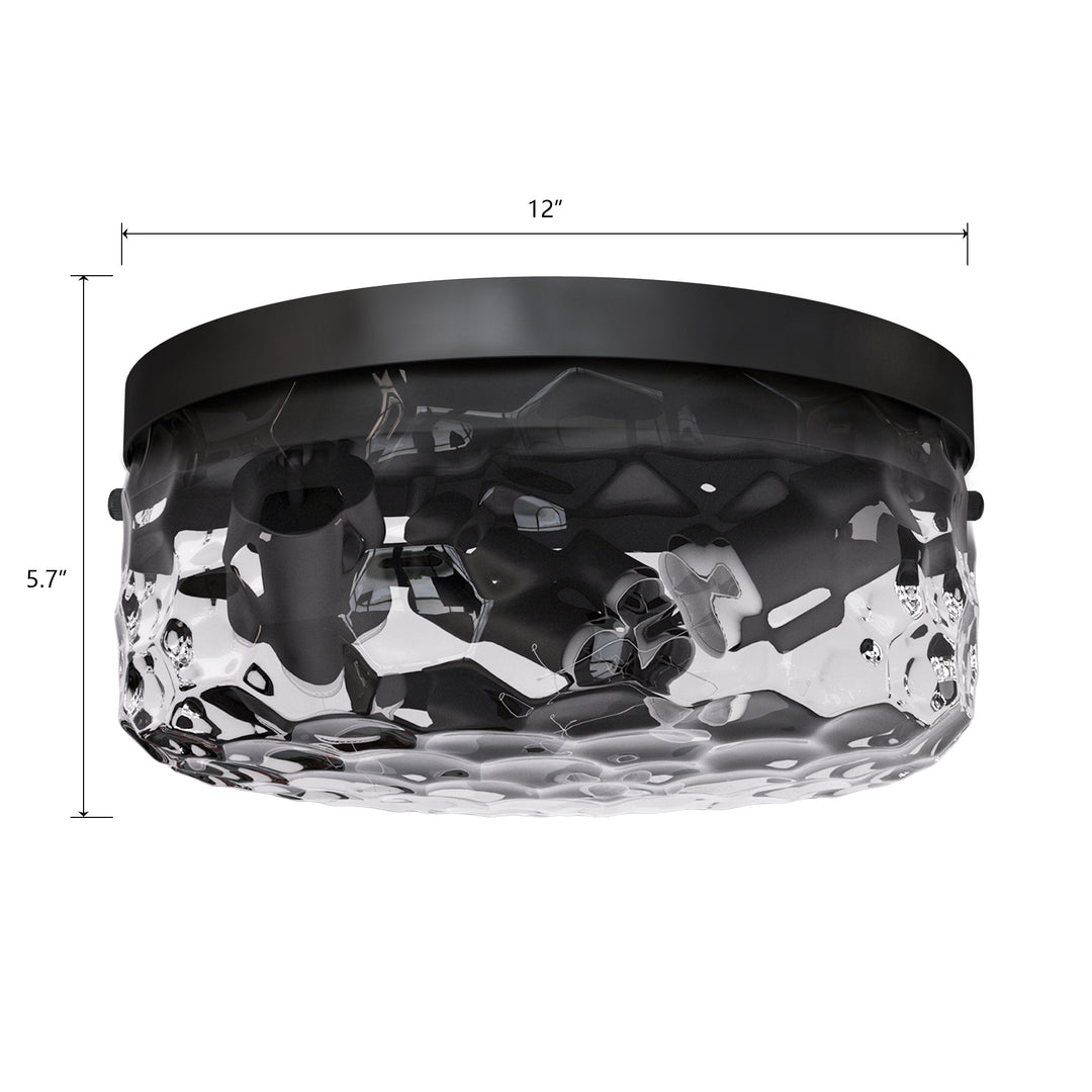 12''-3 Lights Metal And Glass Drum Dimmable Flush Mount Lighting For Bedroom #27007