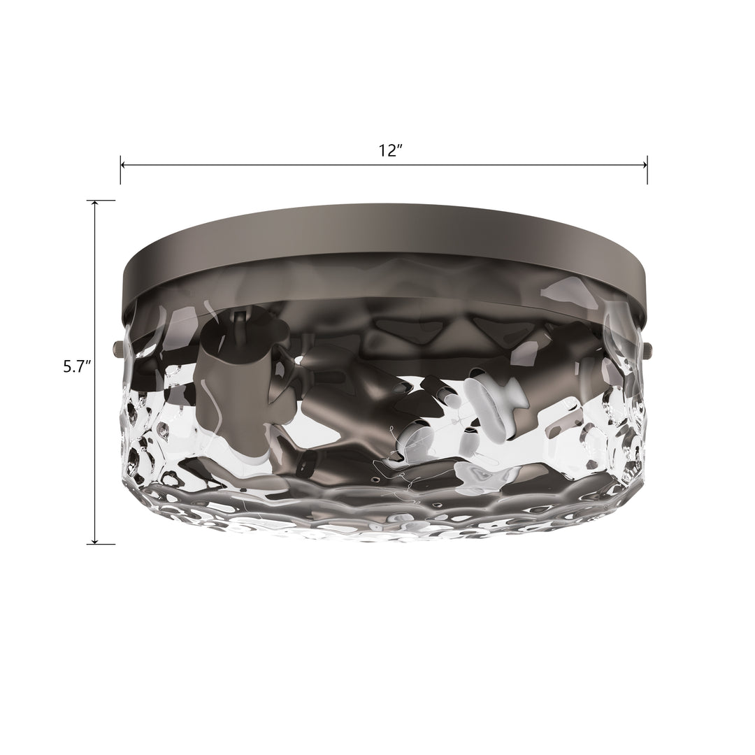 12''-3 Lights Metal And Glass Drum Dimmable Flush Mount Lighting For Bedroom #27007-3BK-P