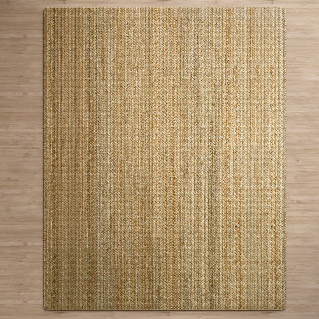 4modernhome Jute Hand Braided Zigzag Stitch Natural Fibers Farmhouse Style Area Rug For Dining Room Living Room Kitchen, Off White/Natural #DT23