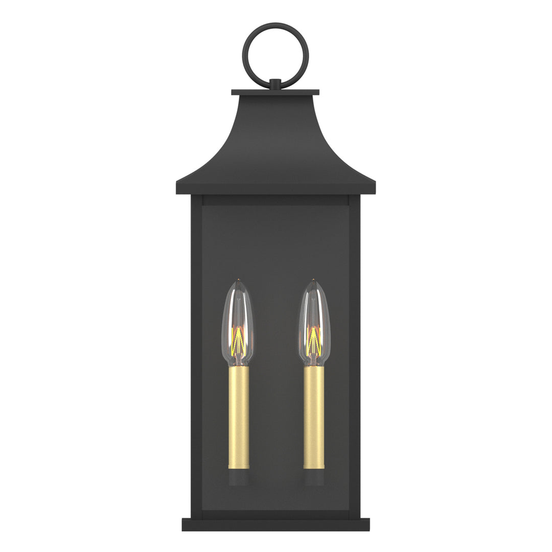 Montpelier Dusk to Dawn Outdoor Wall Lantern 2-Light, 21" Large Outside Wall Sconce, Modern Black Wall Light Fixture with Glass, Waterproof Exterior Lamp for House, Porch, Garage #MX7008