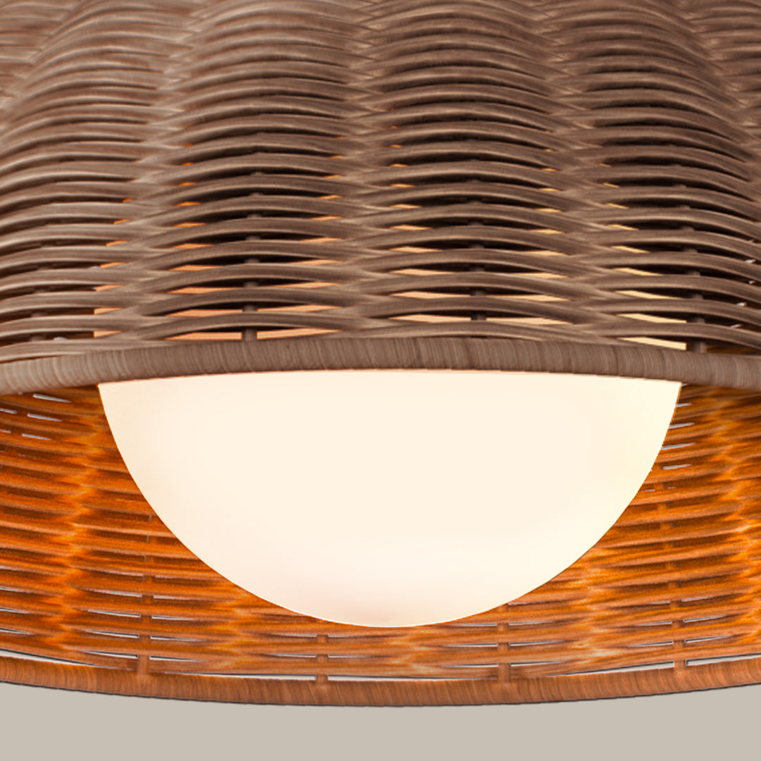 12'' 1-Light Farmhouse Rattan Plait Dome Semi Flush Mount Lighting For Living Room/Bedroom #28022