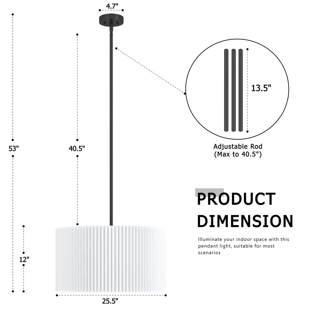 4-light Electroplating Brass White Linen Shade Drum Chandelier For Dining Room #28030