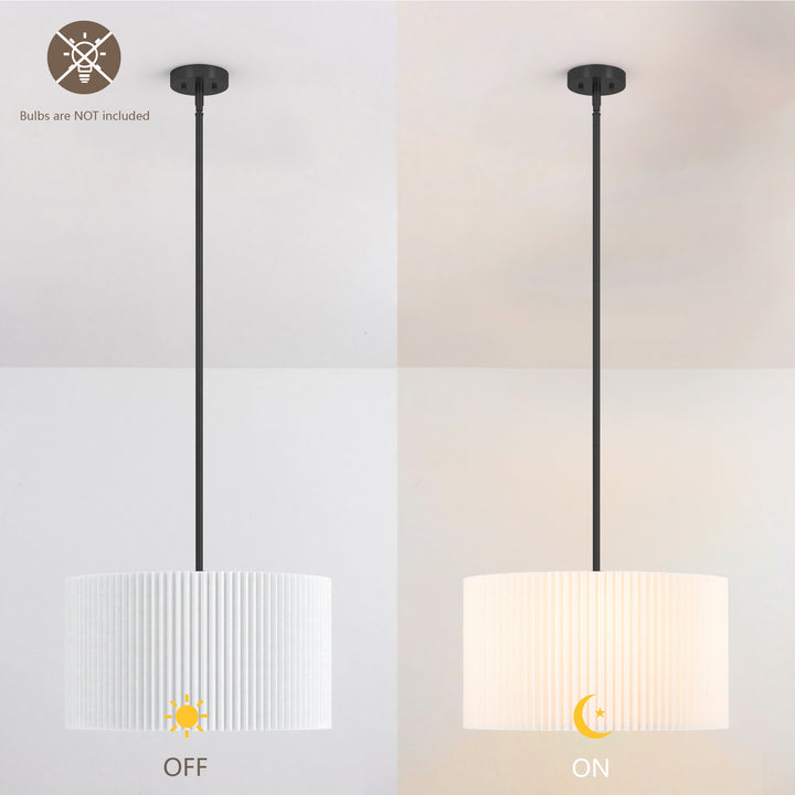 4-light Electroplating Brass White Linen Shade Drum Chandelier For Dining Room #28030