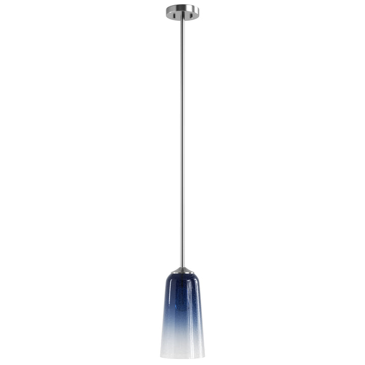 Flare 1 - Light 6.1"w Nickel/gold Modern Bell Pendant Light With Blue/white Glass For Dining Room Or Kitchen Island #28033