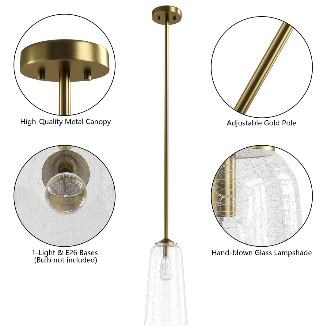 Flare 1 - Light 6.1"w Nickel/gold Modern Bell Pendant Light With Blue/white Glass For Dining Room Or Kitchen Island #28033