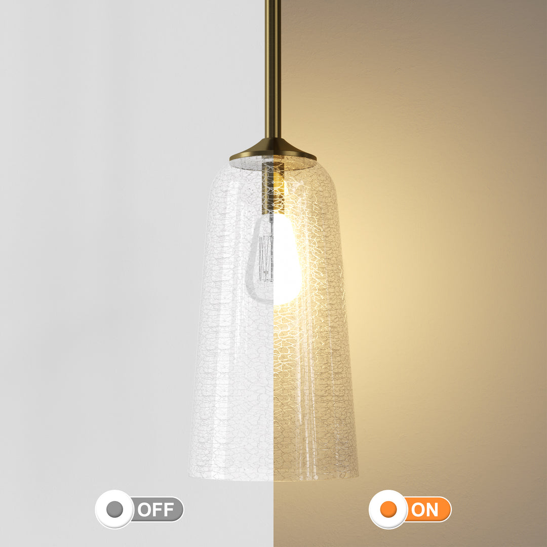 Flare 1 - Light 6.1"w Nickel/gold Modern Bell Pendant Light With Blue/white Glass For Dining Room Or Kitchen Island #28033