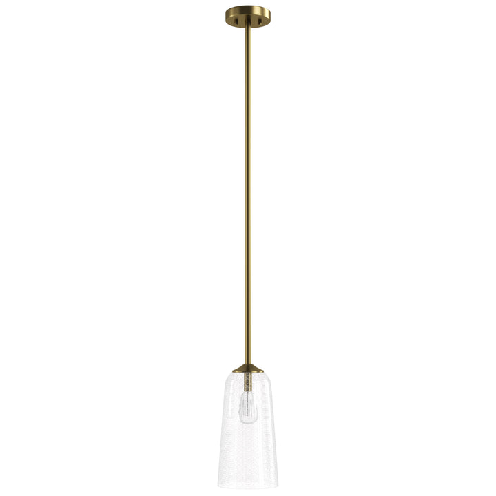 Flare 1 - Light 6.1"w Nickel/gold Modern Bell Pendant Light With Blue/white Glass For Dining Room Or Kitchen Island #28033