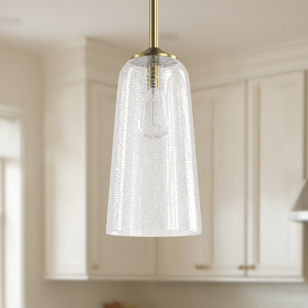 Flare 1 - Light 6.1"w Nickel/gold Modern Bell Pendant Light With Blue/white Glass For Dining Room Or Kitchen Island #28033