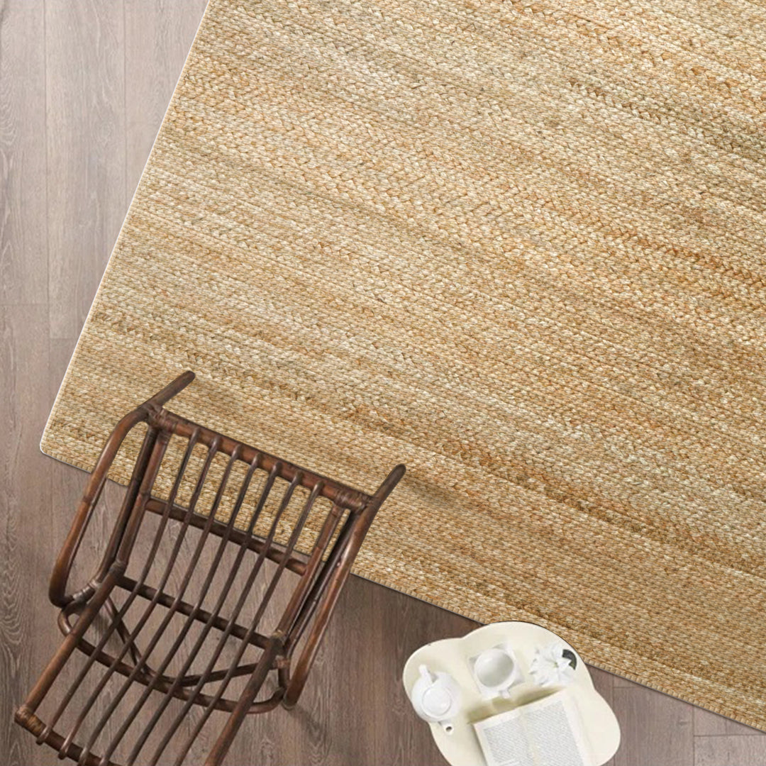 4modernhome Jute Hand Braided Zigzag Stitch Natural Fibers Farmhouse Style Area Rug For Dining Room Living Room Kitchen, Off White/Natural #DT23