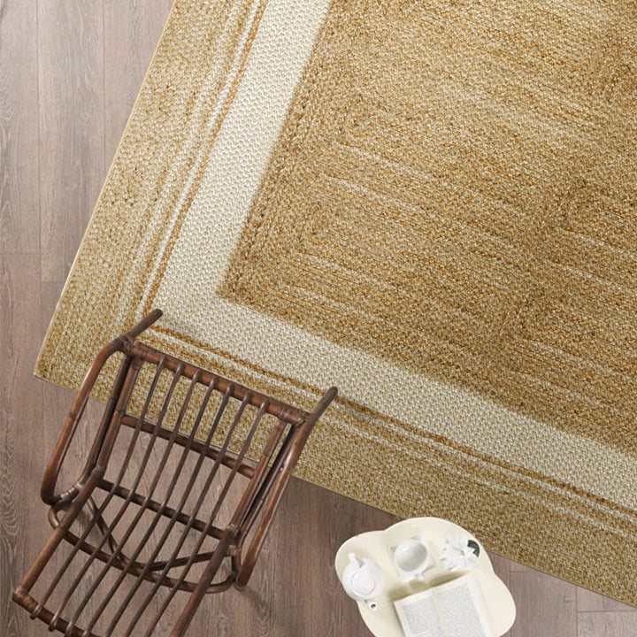 4modernhome Jute Hand Braided Zigzag Stitch Natural Fibers Farmhouse Style Area Rug For Dining Room Living Room Kitchen, Off White/Natural #DT23-1