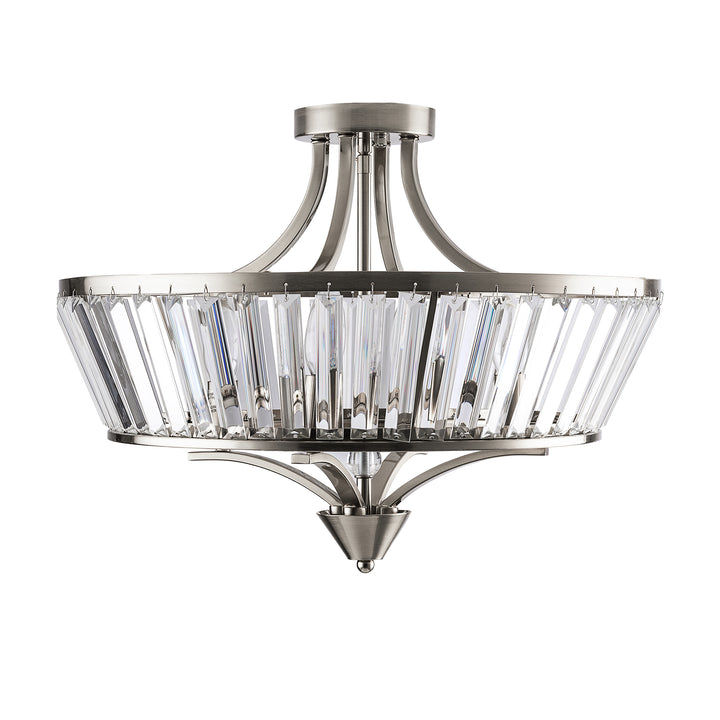 19.7''-4 Lights Metal And Crystal Semi Flush Mount Lighting For Living Room/Bedroom #29008-4BK