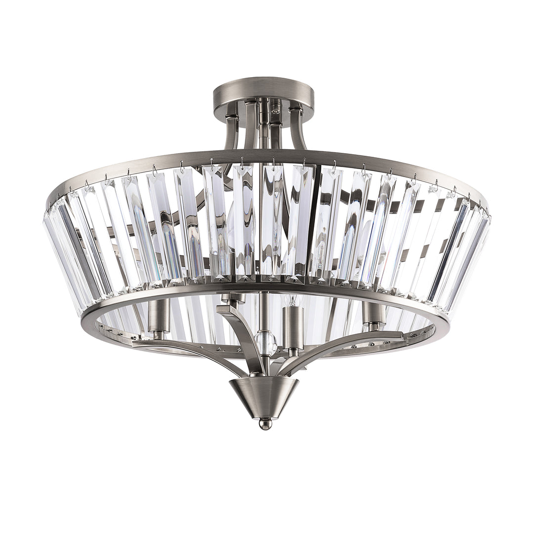 19.7''-4 Lights Metal And Crystal Semi Flush Mount Lighting For Living Room/Bedroom #29008-4BK