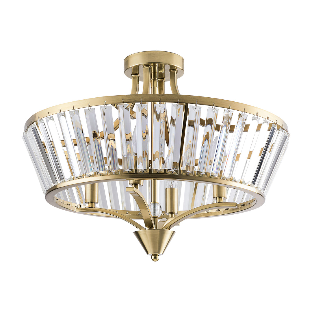 19.7''-4 Lights Metal And Crystal Semi Flush Mount Lighting For Living Room/Bedroom #29008-4BK