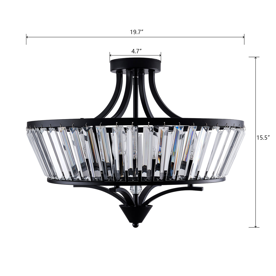 19.7''-4 Lights Metal And Crystal Semi Flush Mount Lighting For Living Room/Bedroom #29008