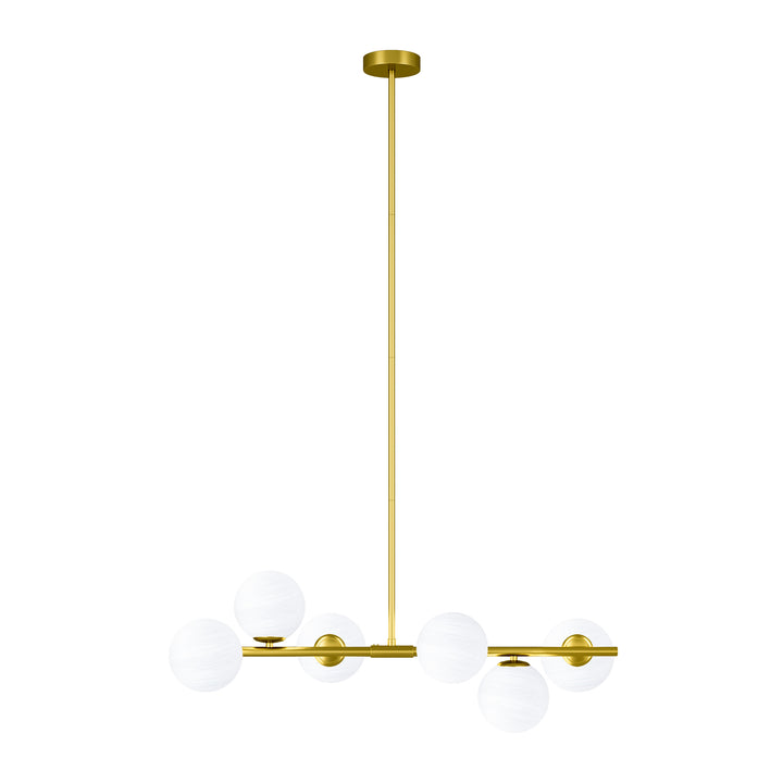 Nimbus 6-light Modern Liner Milky White Glass And Metal Chandelier For Living Room/dining Room #29009