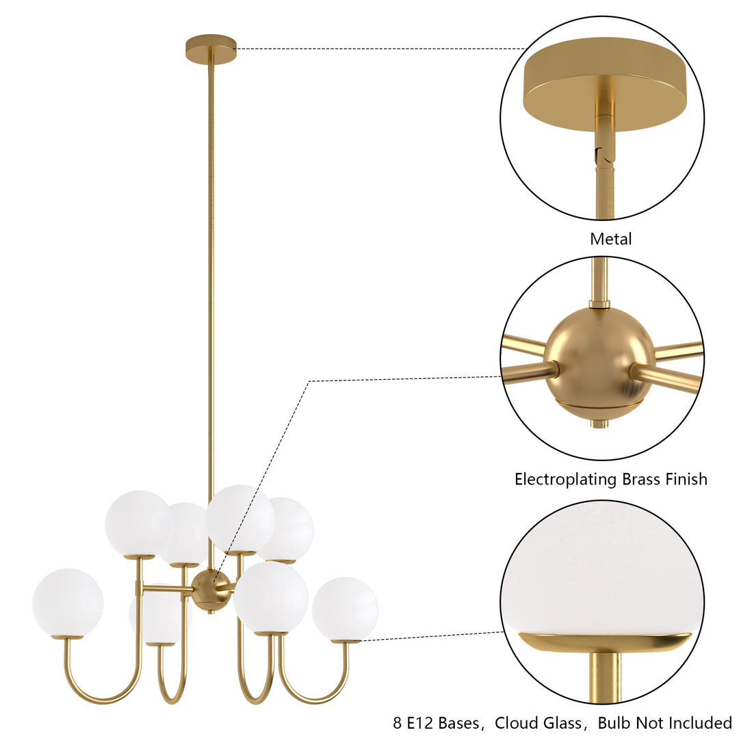 Nimbus 8-light Cloud Glass Modern Liner Chandelier For Dining Room/living Room #29010