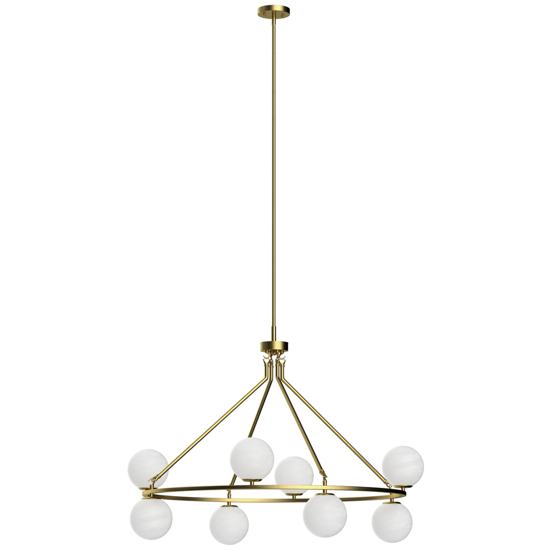 8-light Metal And Cloud Glass Wagon Wheel Shaded Chandelier For Living Room/bedroom #29011-8BK