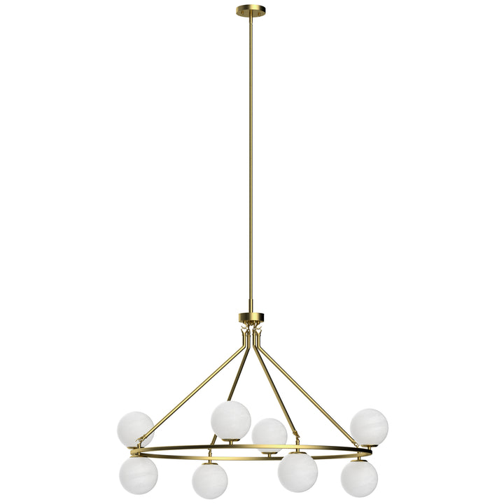 8-light Metal And Cloud Glass Wagon Wheel Shaded Chandelier For Living Room/bedroom #29011-8BK