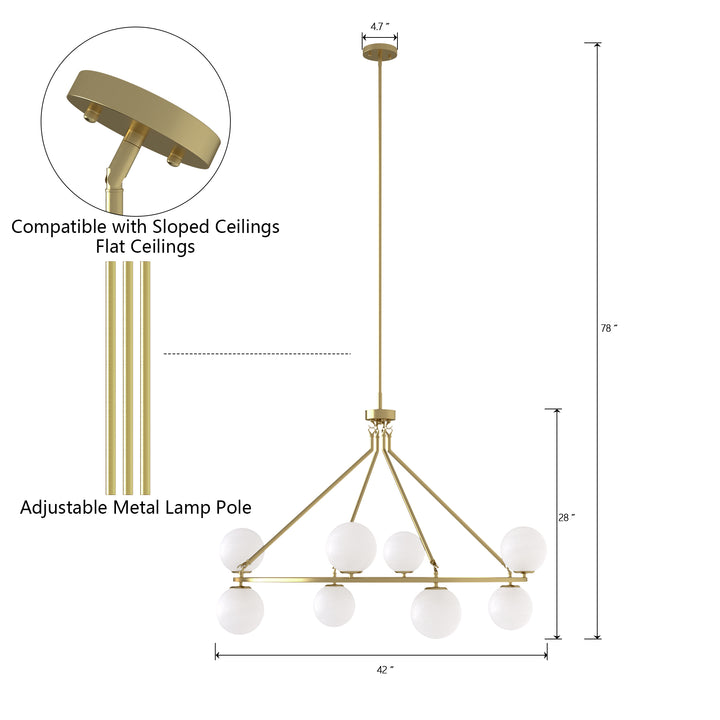 Nimbus 8-light Metal And Cloud Glass Wagon Wheel Shaded Chandelier For Living Room/bedroom #29011