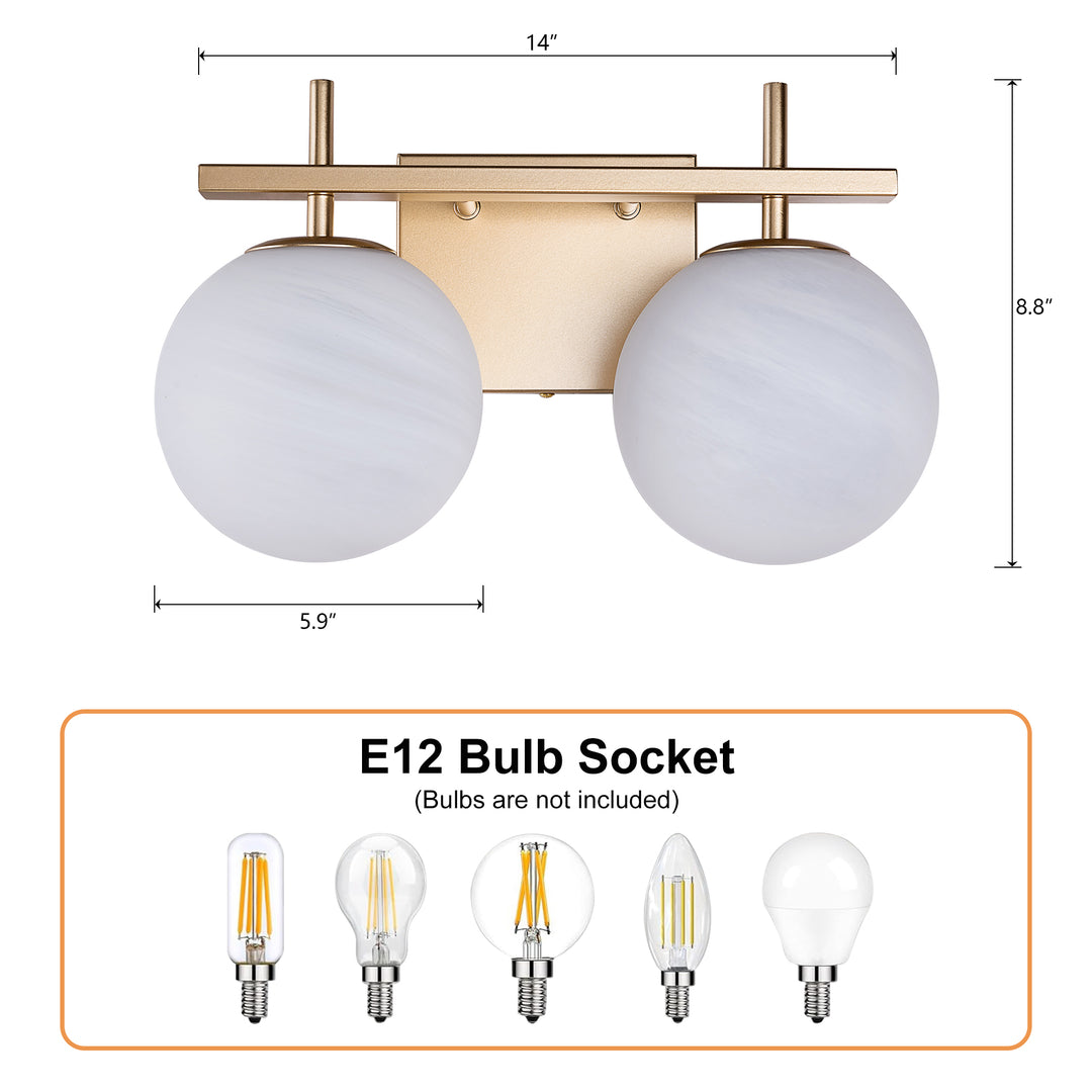 Nimbus Bathroom Vanity Light With Round Shape Cloud Glass Shade #29015