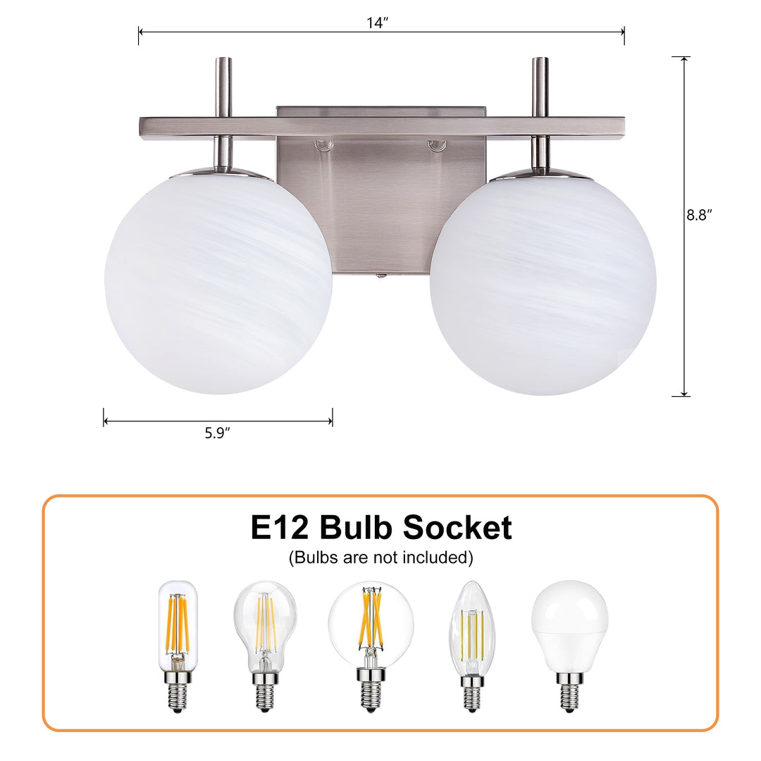 Nimbus Bathroom Vanity Light With Round Shape Cloud Glass Shade #29015