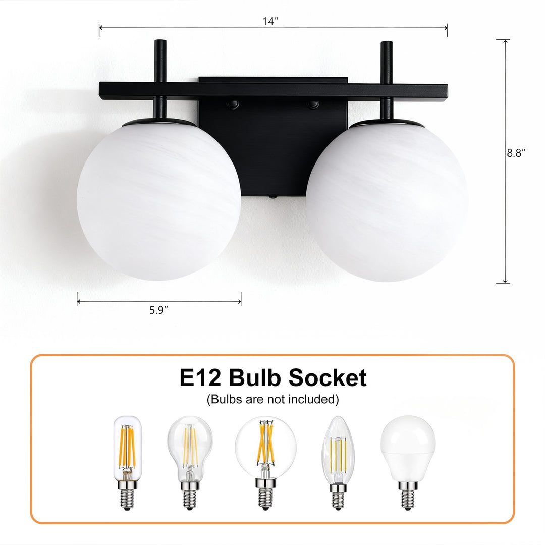 Nimbus Bathroom Vanity Light With Round Shape Cloud Glass Shade #29015