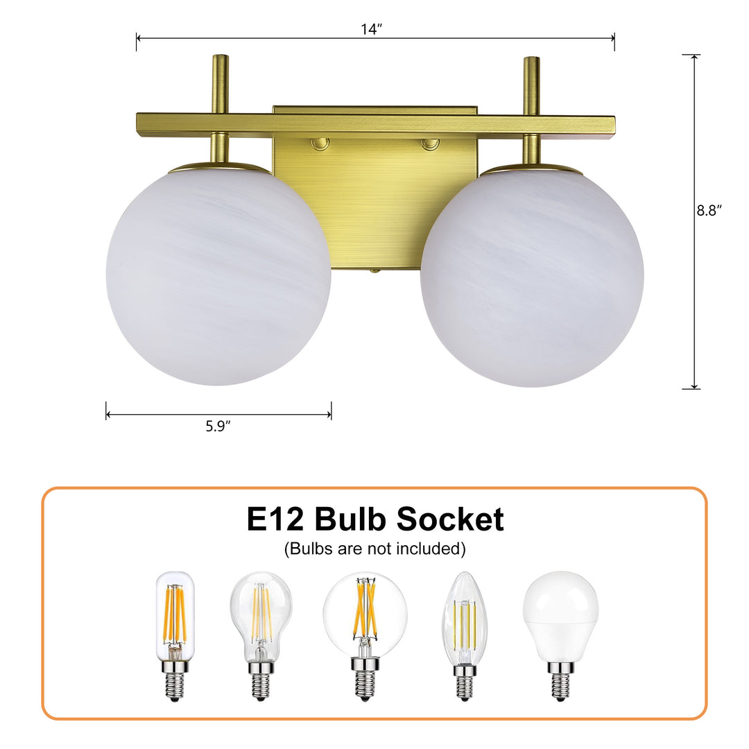 Nimbus Bathroom Vanity Light With Round Shape Cloud Glass Shade #29015