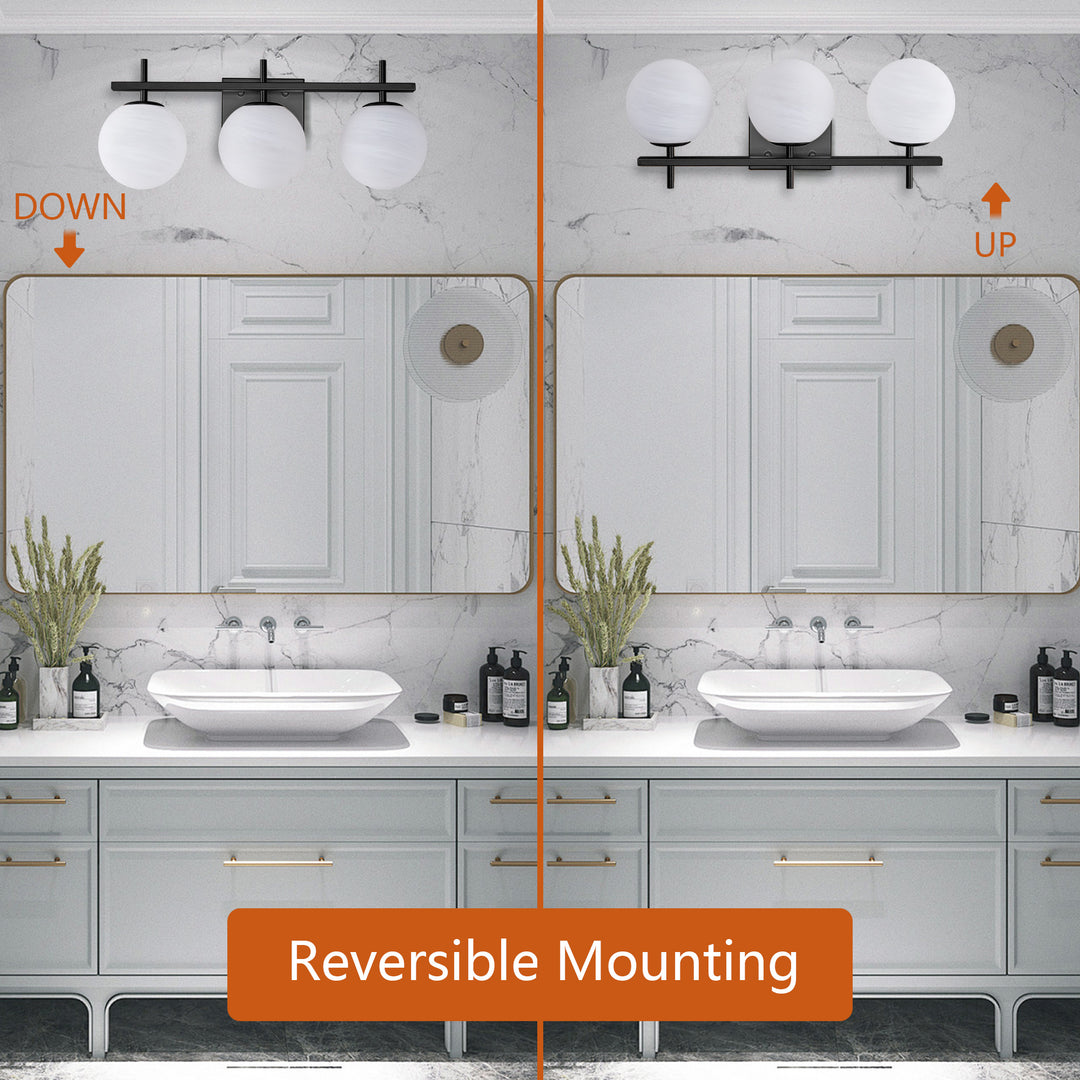 Nimbus Bathroom Vanity Light With Round Shape Cloud Glass Shade #29015