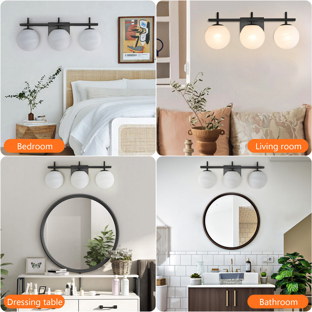 Nimbus Bathroom Vanity Light With Round Shape Cloud Glass Shade #29015