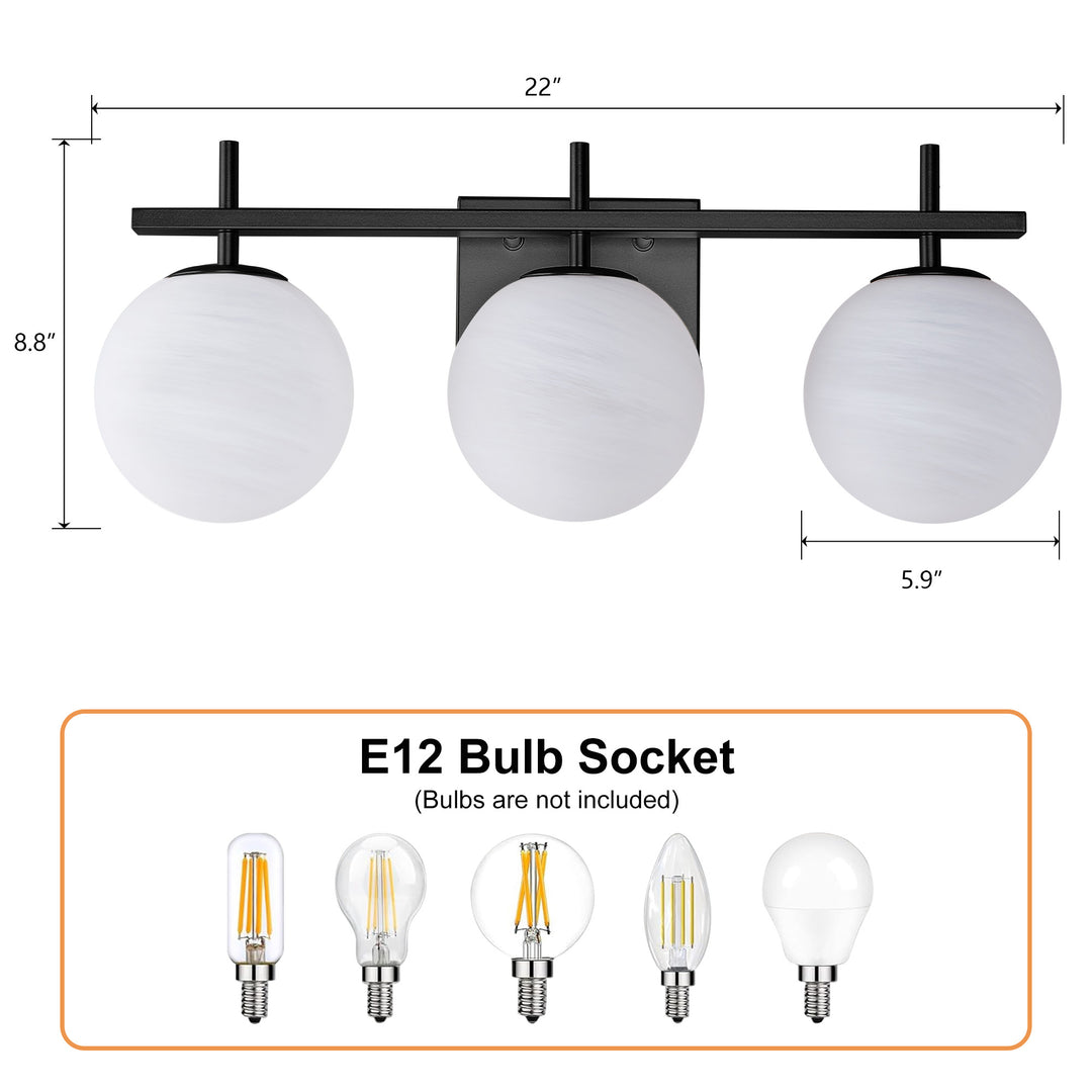 Nimbus Bathroom Vanity Light With Round Shape Cloud Glass Shade #29015