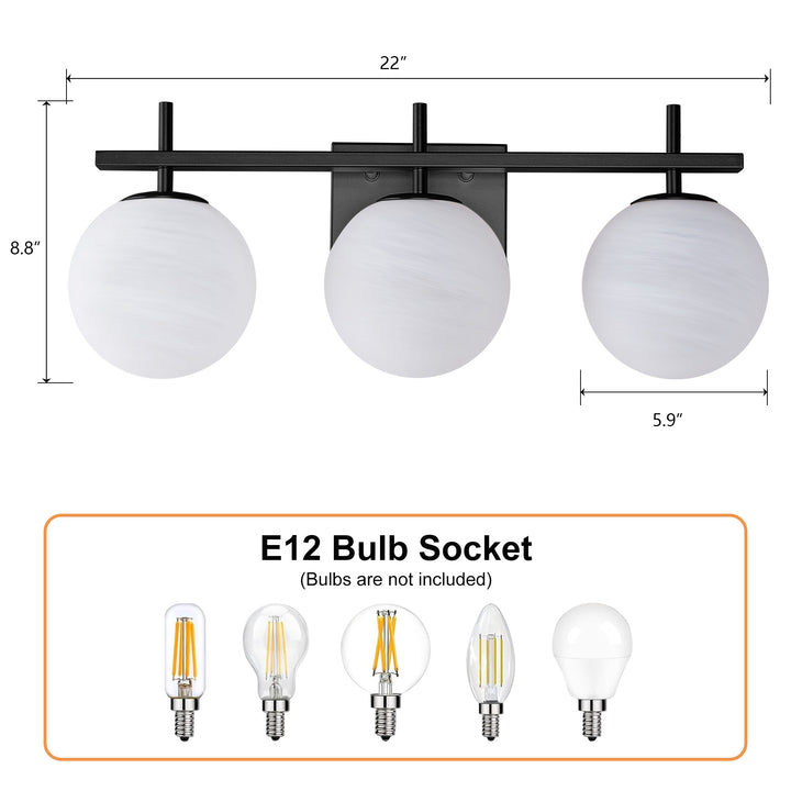 Nimbus Bathroom Vanity Light With Round Shape Cloud Glass Shade #29015