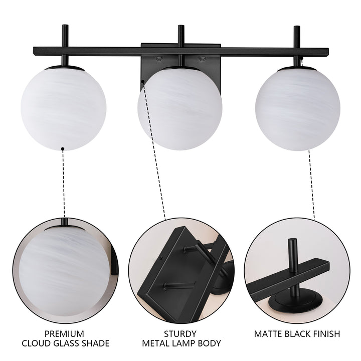 Nimbus Bathroom Vanity Light With Round Shape Cloud Glass Shade #29015