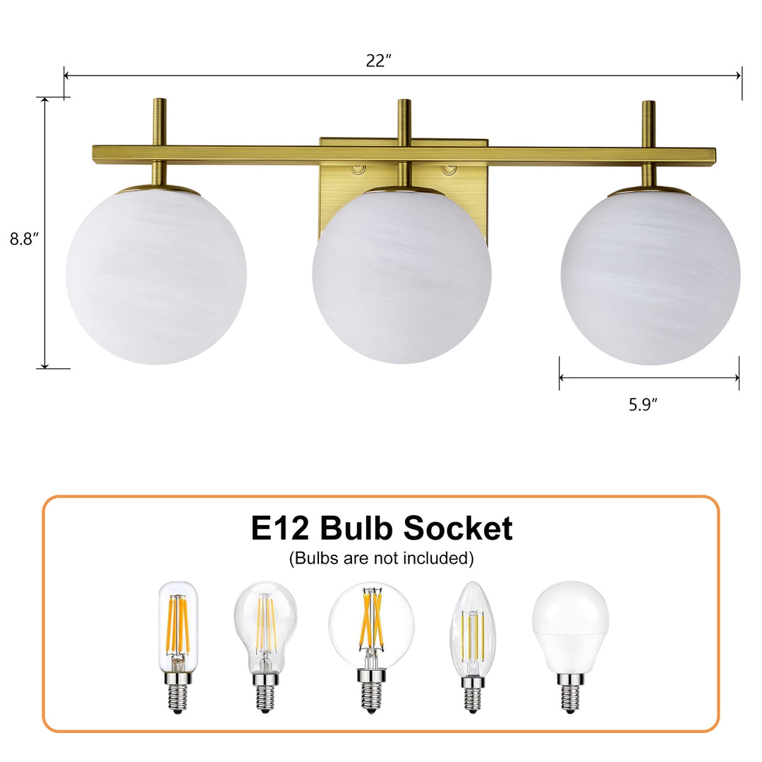 Nimbus Bathroom Vanity Light With Round Shape Cloud Glass Shade #29015