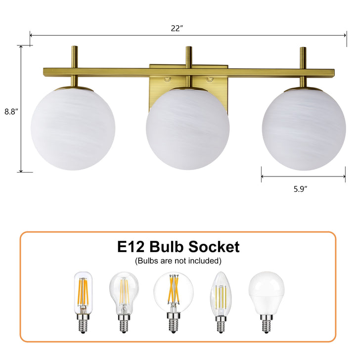 Nimbus Bathroom Vanity Light With Round Shape Cloud Glass Shade #29015