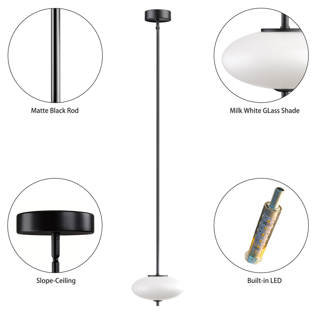 Nimbus 1 - Light Dimmable Modern Glass Led Pendant Light For Hallway/Kitchen Island #29018