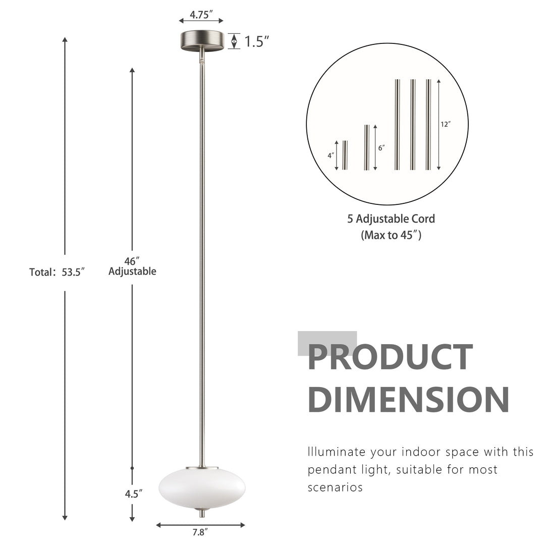 Nimbus 1 - Light Dimmable Modern Glass Led Pendant Light For Hallway/Kitchen Island #29018