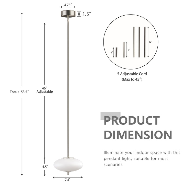 Nimbus 1 - Light Dimmable Modern Glass Led Pendant Light For Hallway/Kitchen Island #29018