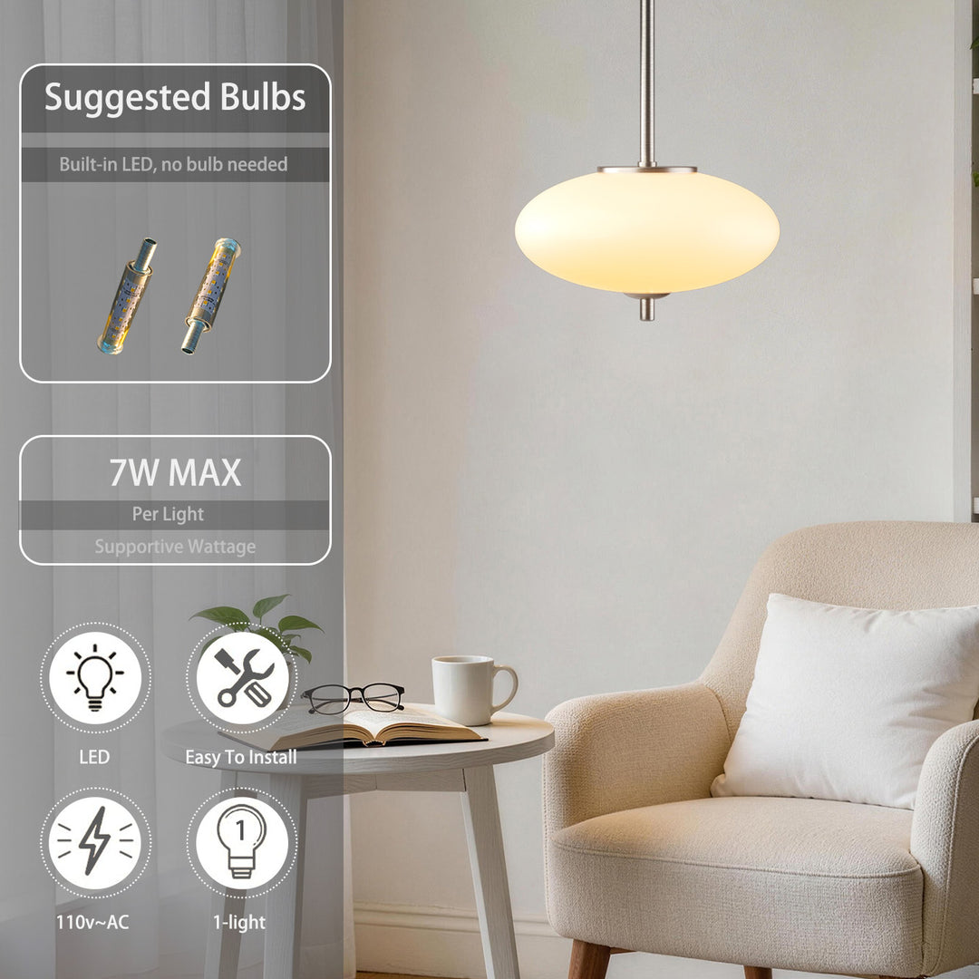 Nimbus 1 - Light Dimmable Modern Glass Led Pendant Light For Hallway/Kitchen Island #29018