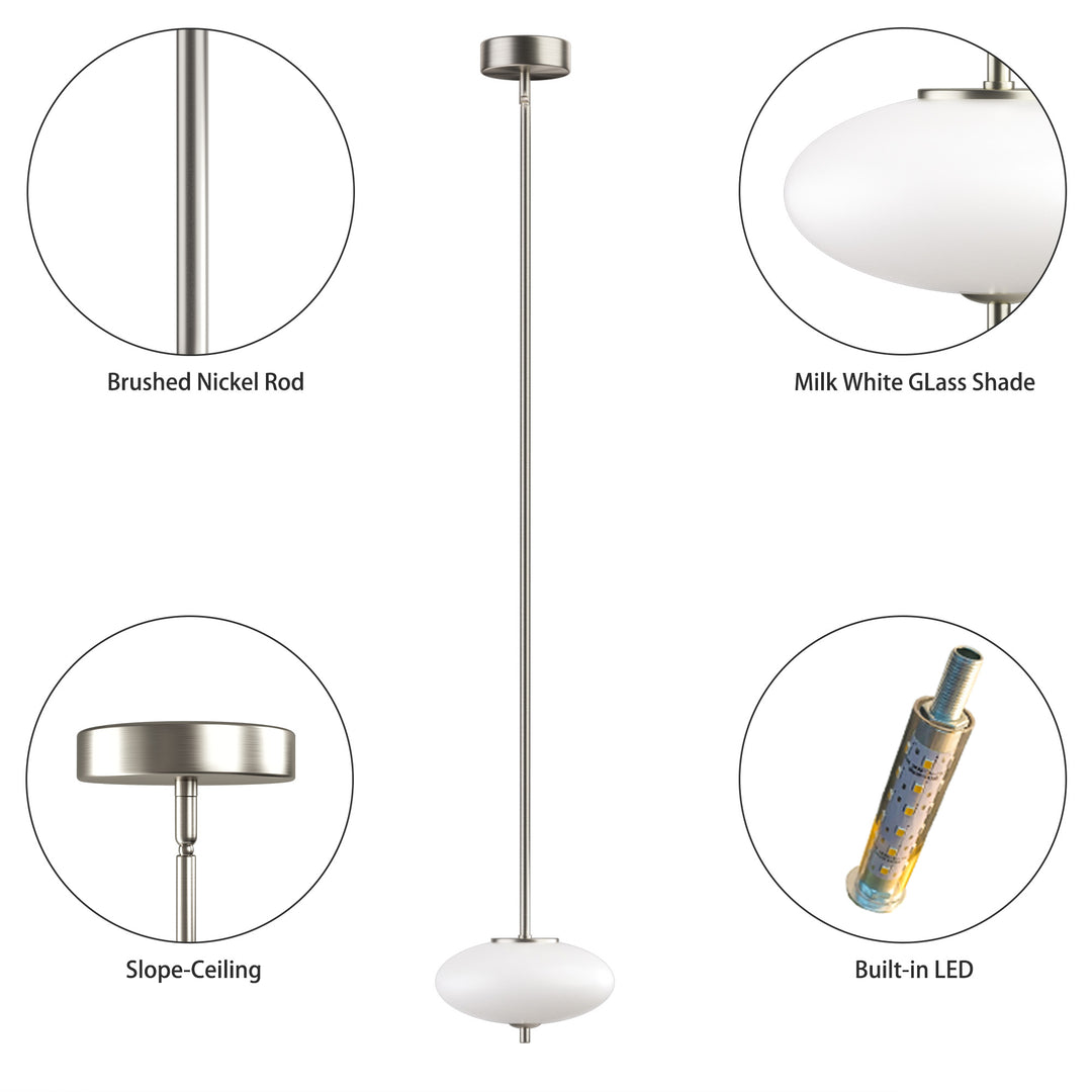Nimbus 1 - Light Dimmable Modern Glass Led Pendant Light For Hallway/Kitchen Island #29018