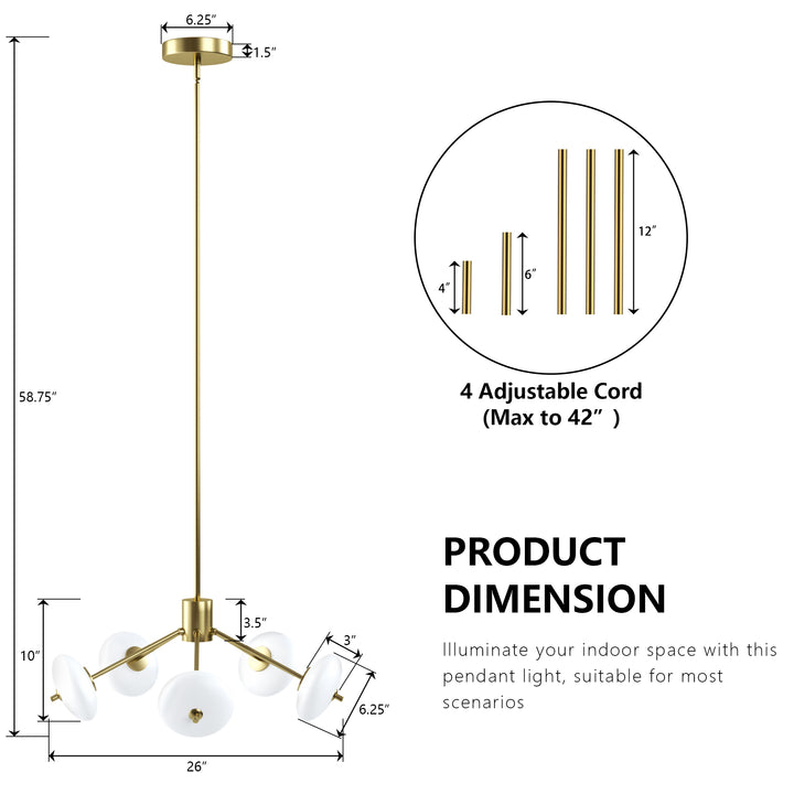 Nimbus 5 - Light Dimmable Modern Glass Led Chandelier For Hallway/Kitchen Island #29018