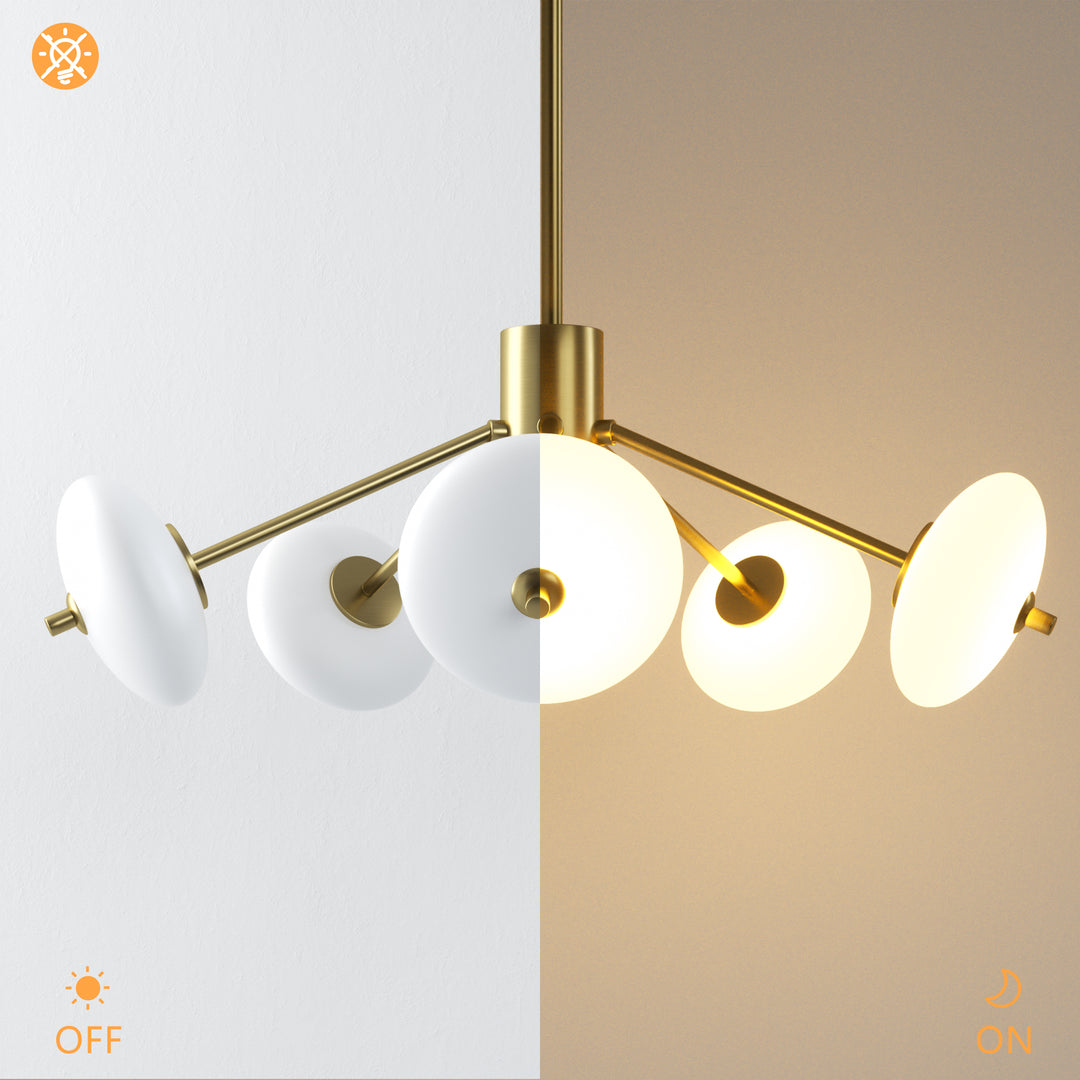 Nimbus 5 - Light Dimmable Modern Glass Led Chandelier For Hallway/Kitchen Island #29018