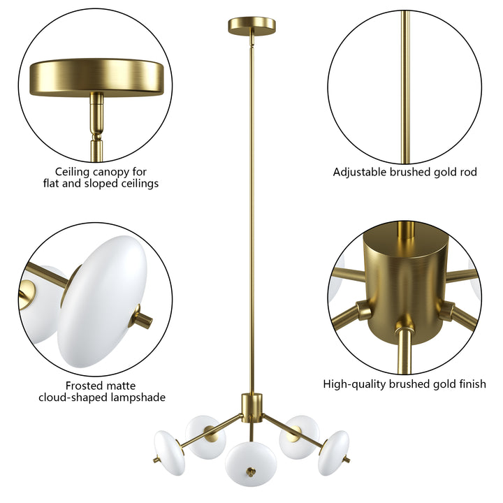 Nimbus 5 - Light Dimmable Modern Glass Led Chandelier For Hallway/Kitchen Island #29018