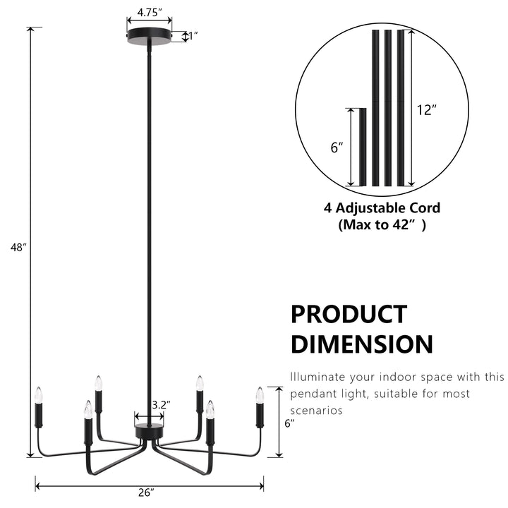 Essence 6 - Light 26"W Dimmable Classic Candle Style Chandelier #29020