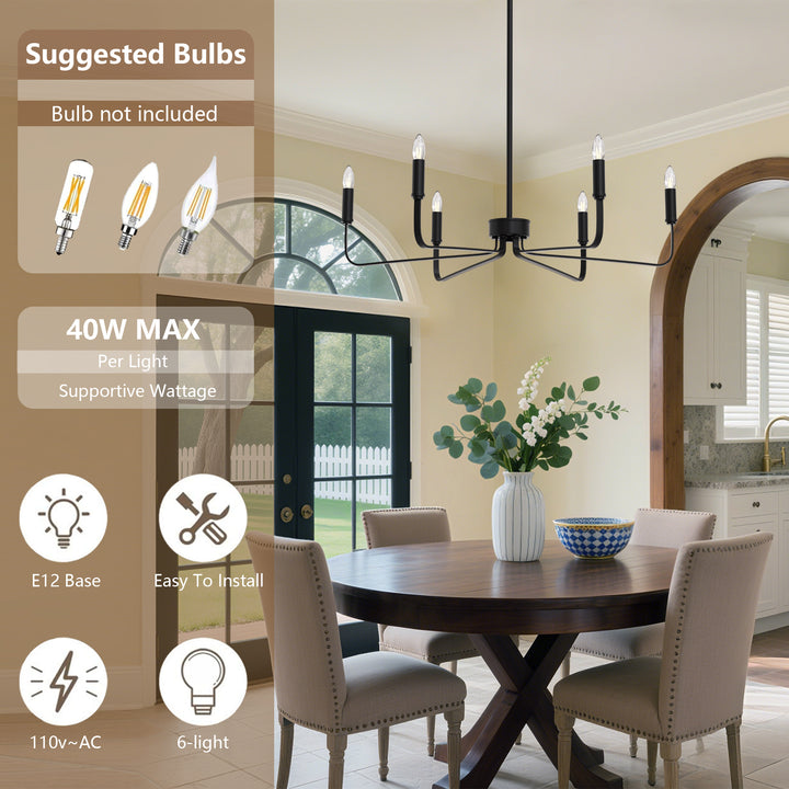 Essence 6 - Light 26"W Dimmable Classic Candle Style Chandelier #29020