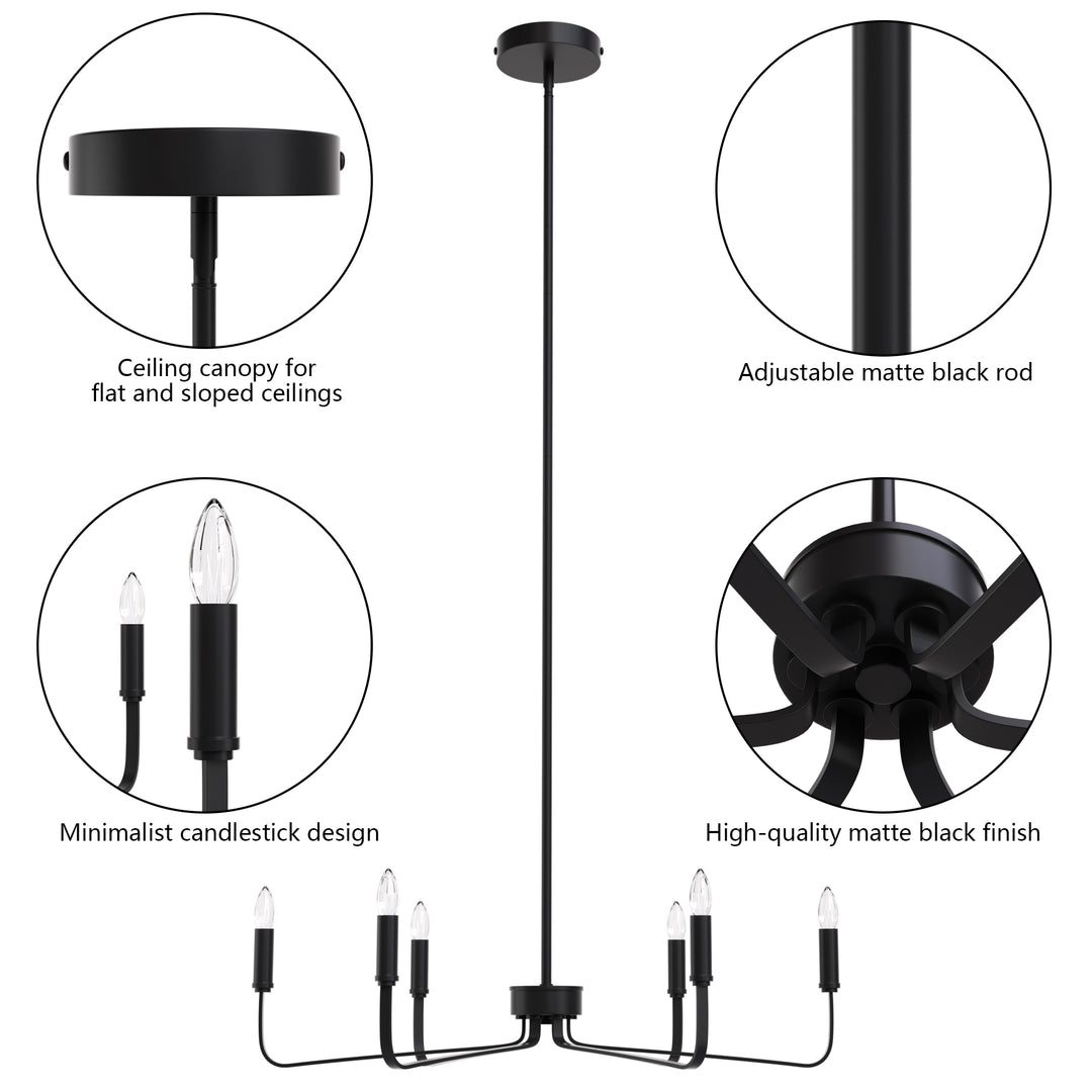 Essence 6 - Light 26"W Dimmable Classic Candle Style Chandelier #29020