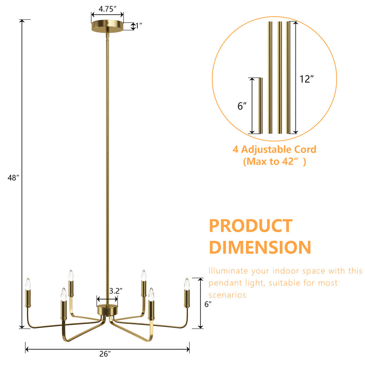Essence 6 - Light 26"W Dimmable Classic Candle Style Chandelier #29020