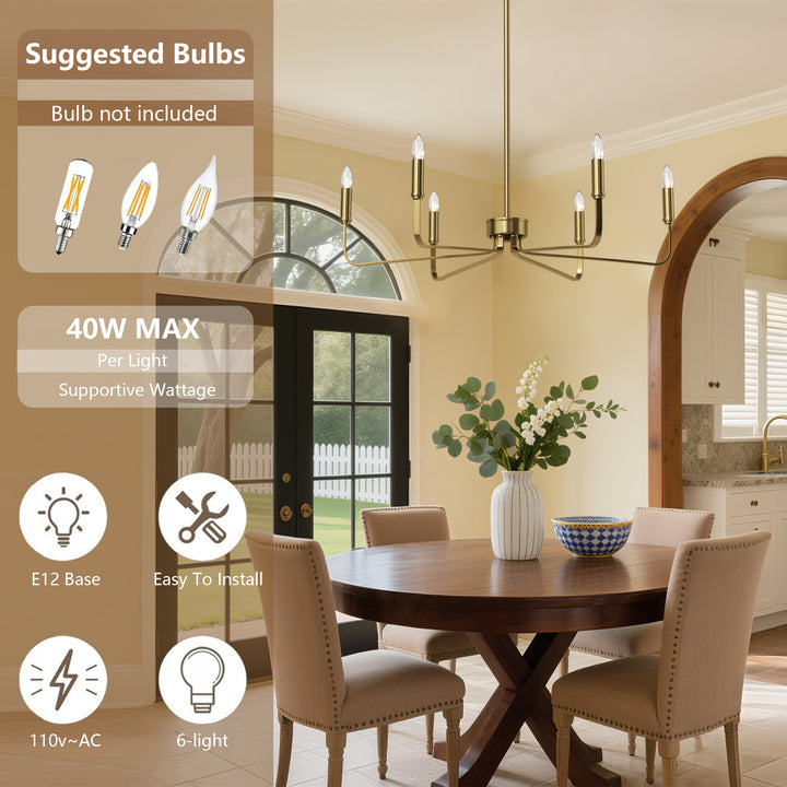 Essence 6 - Light 26"W Dimmable Classic Candle Style Chandelier #29020